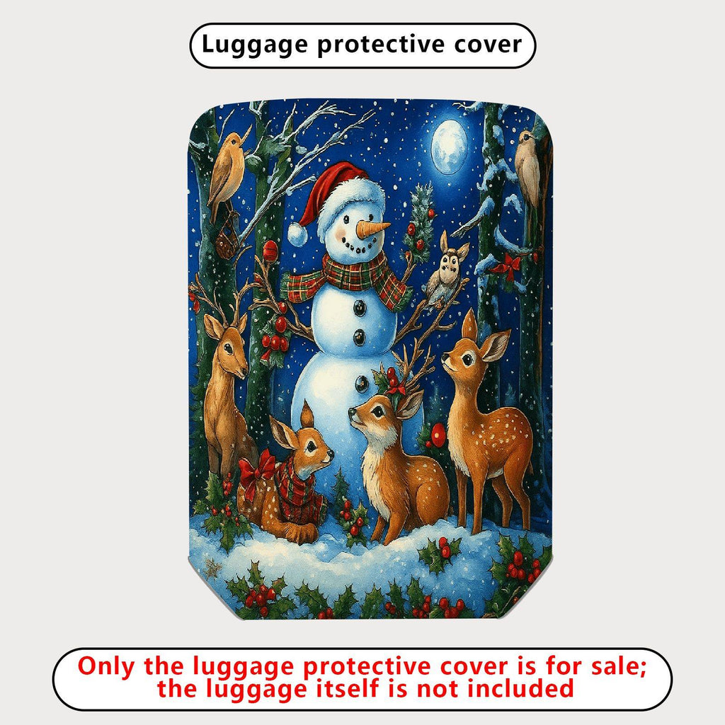 1-Piece Snowman Reindeer Winter Holiday Night Christmas  Suitcase Luggage Cover, Stretch Protective Sleeve