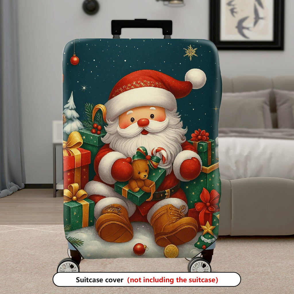 1-Piece Santa Claus Christmas Gift Holiday Celebration Merry  Suitcase Luggage Cover, Stretch Protective Sleeve