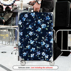 1-Piece Floral Blue Vine Pattern Travel Holiday Design  Suitcase Luggage Cover, Stretch Protective Sleeve
