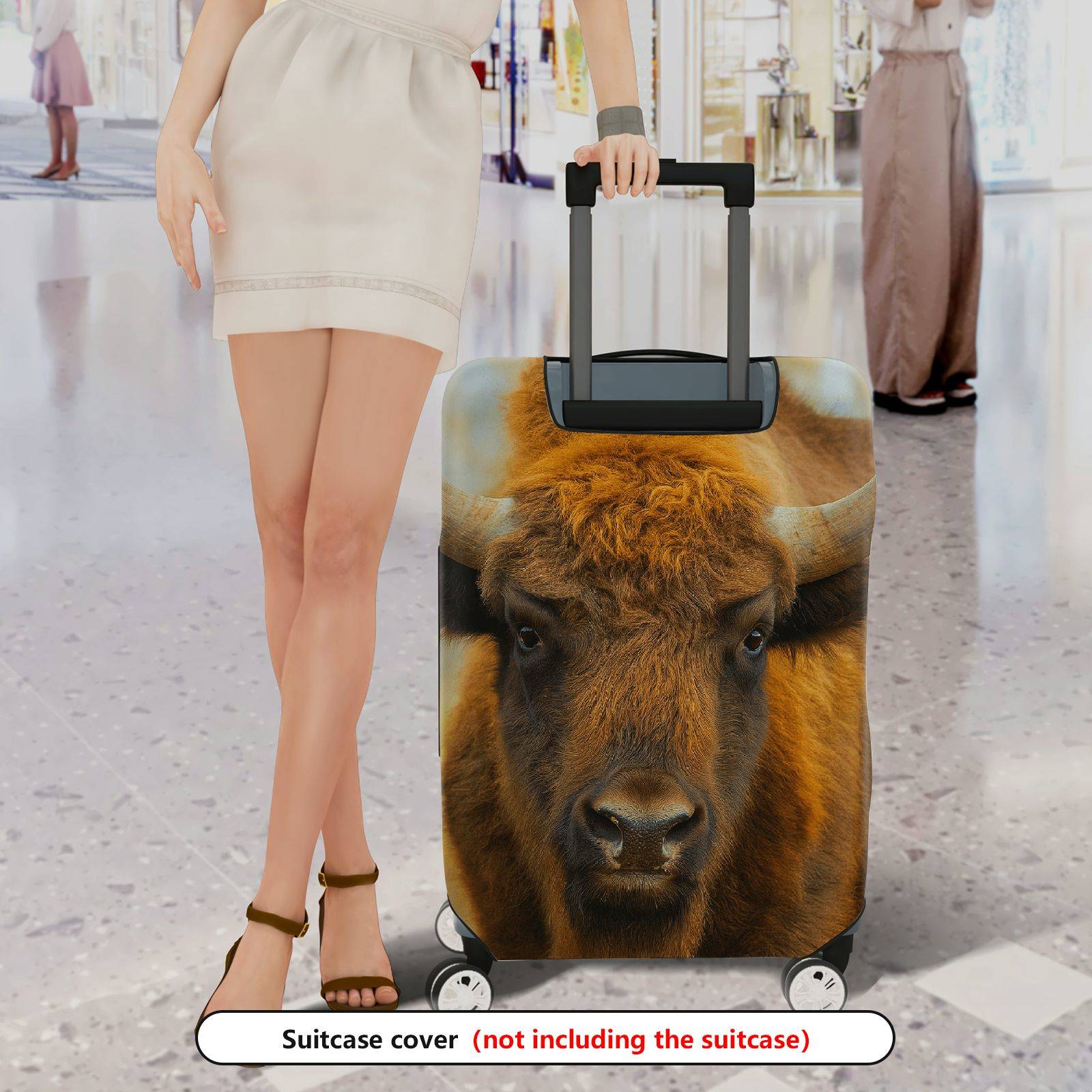 1-Piece Animal Rustic Nature Wildlife Buffalo  Suitcase Luggage Cover, Stretch Protective Sleeve