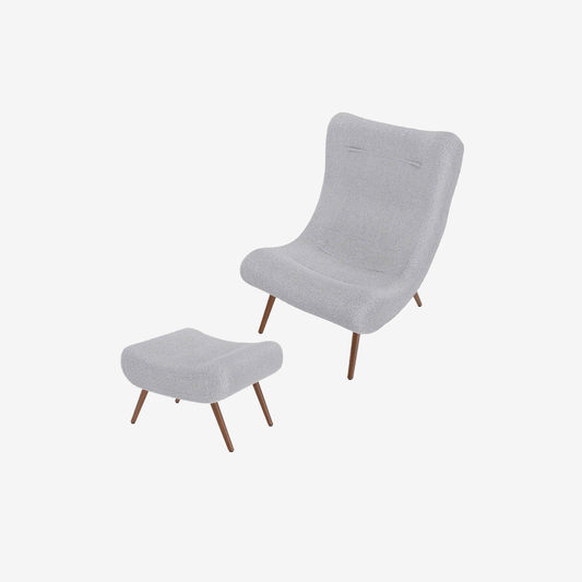 Fauteuil avec repose-pieds bouclé