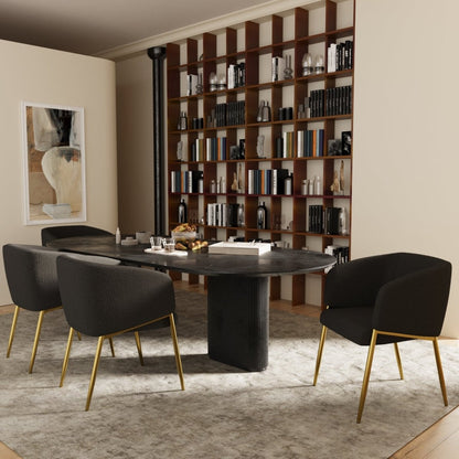 Fauteuil de salle à manger bouclette gris foncé Basile