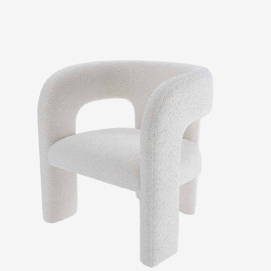 Fauteuil de salle à manger en bouclette blanche