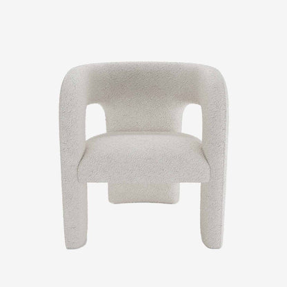 Fauteuil de salle à manger en bouclette gris-crème