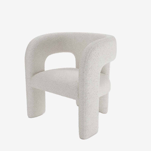 Fauteuil de salle à manger en bouclette gris-crème