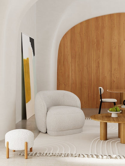 Fauteuil design bouclette gris-crème Pablo