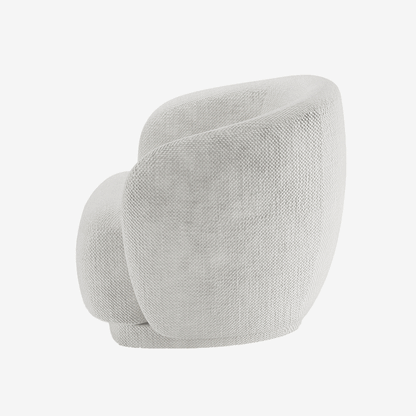 Fauteuil design demi-tonneau tissu chenille blanc Victoria