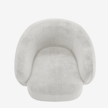 Fauteuil design demi-tonneau tissu chenille blanc Victoria