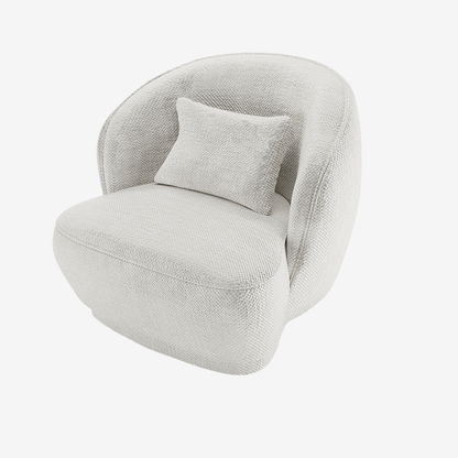 Fauteuil design tissu chenille blanc Pablo