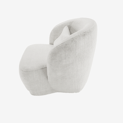 Fauteuil design tissu chenille blanc Pablo