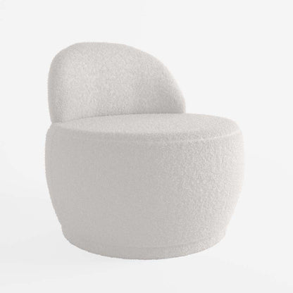 Fauteuil écru en tissu effet laine bouclée
