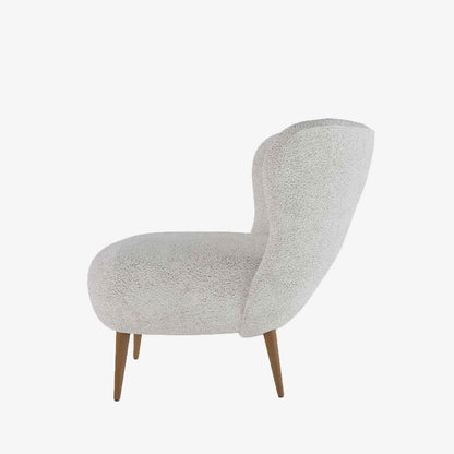 Fauteuil en tissu bouclette gris-crème et bois