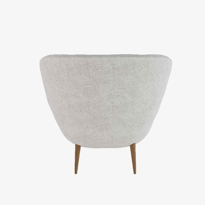 Fauteuil en tissu bouclette gris-crème et bois