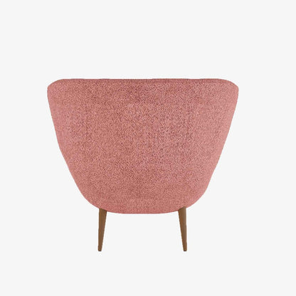 Fauteuil en tissu bouclette rose et bois