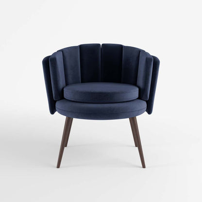Fauteuil en velours bleu nuit