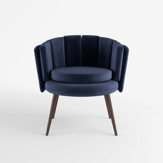 Fauteuil en velours bleu nuit