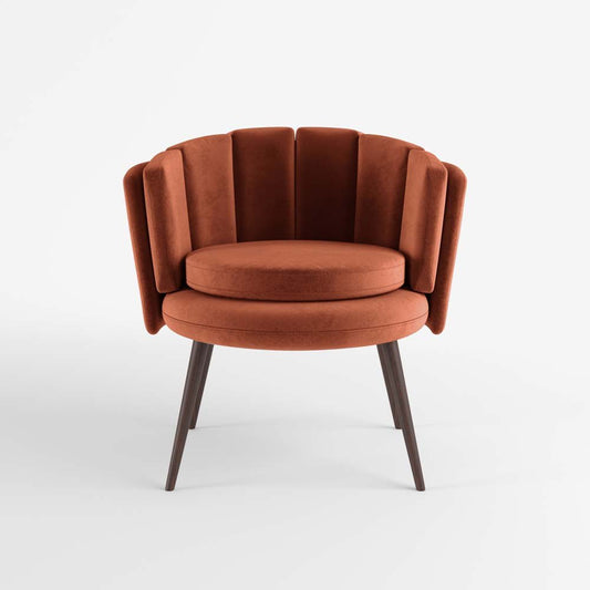Fauteuil en velours ocre