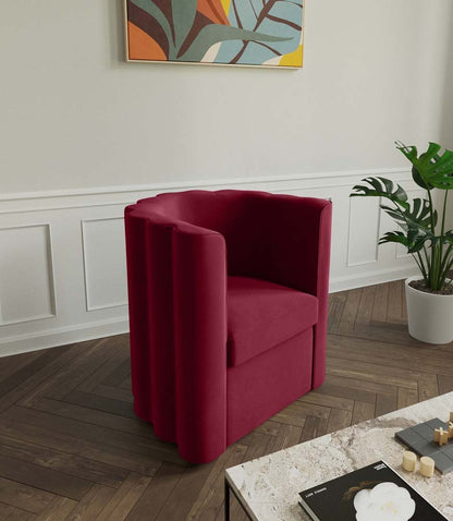 Fauteuil vintage en velours bordeaux
