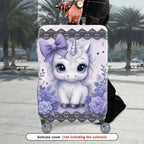 1-Piece Cute Pastel Unicorn Floral Lace Heart  Suitcase Luggage Cover, Stretch Protective Sleeve