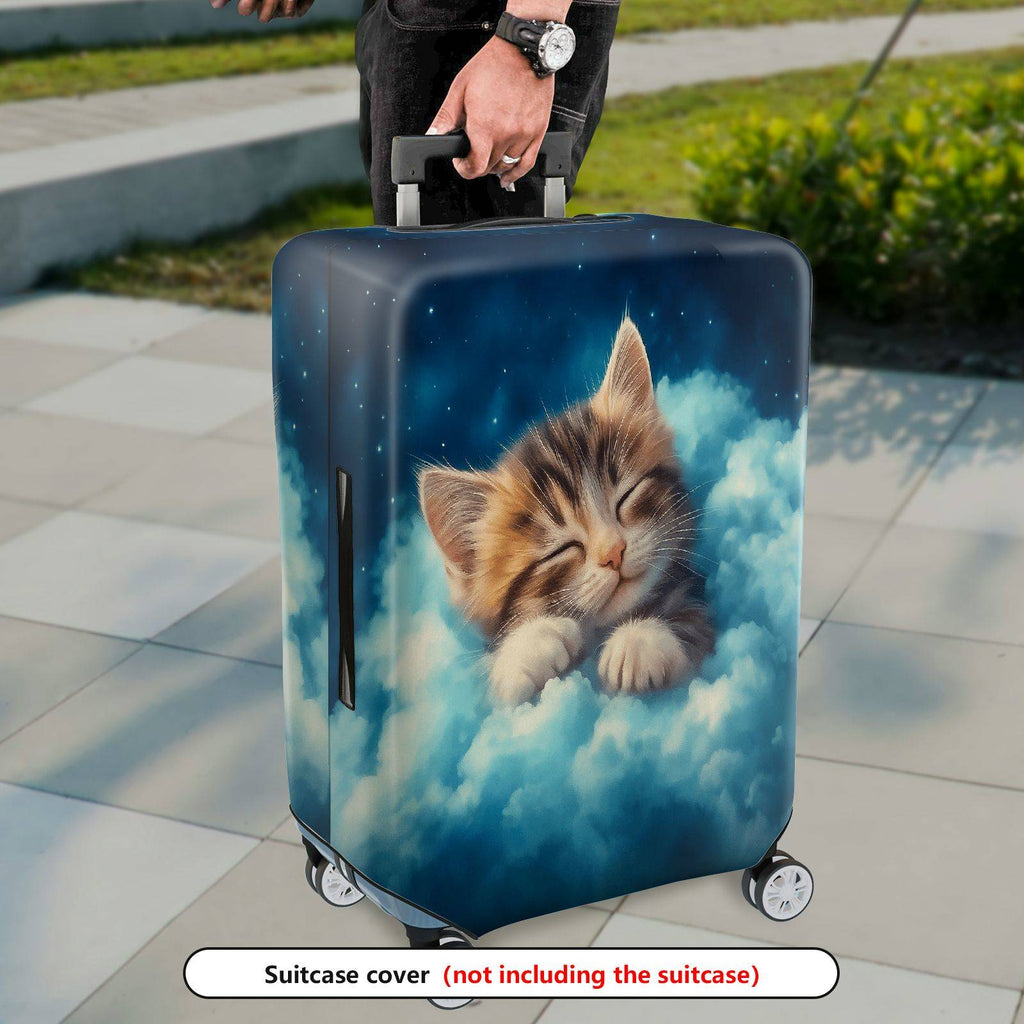 1-Piece Cute Sleepy Kitten Cloud Starry Dream  Suitcase Luggage Cover, Stretch Protective Sleeve