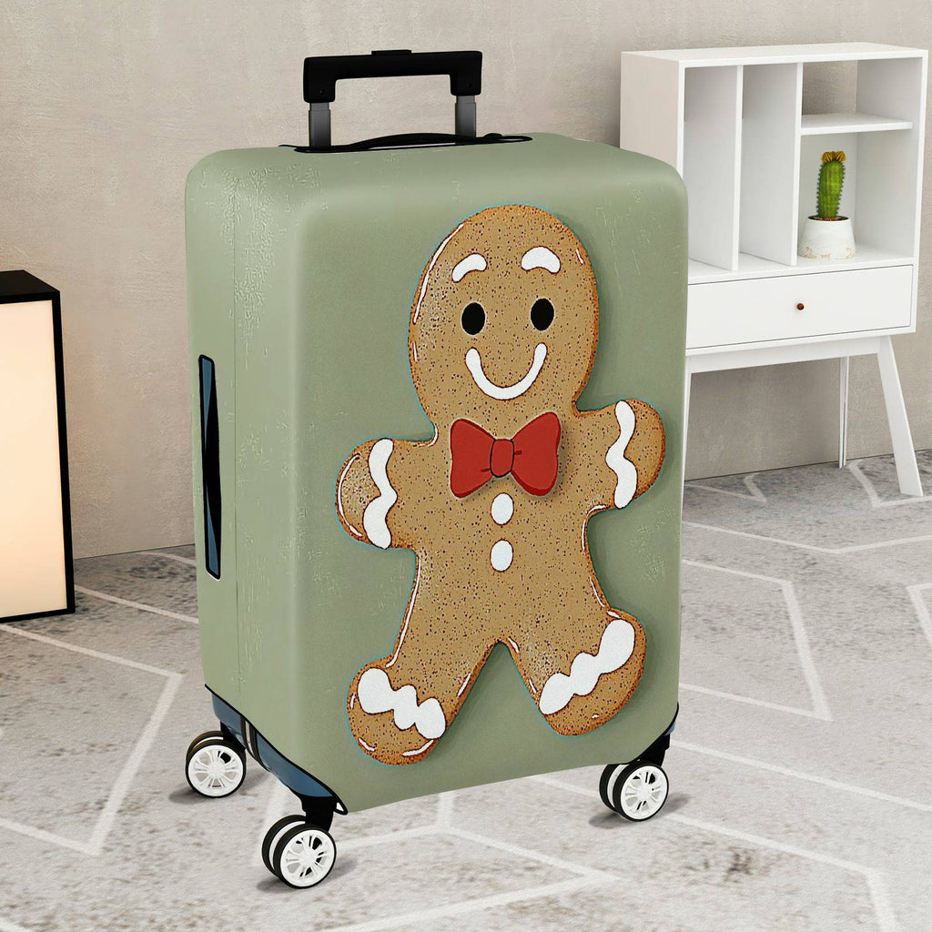 1-Piece Gingerbread Man  Holiday Festive Fun  Suitcase Luggage Cover, Stretch Protective Sleeve