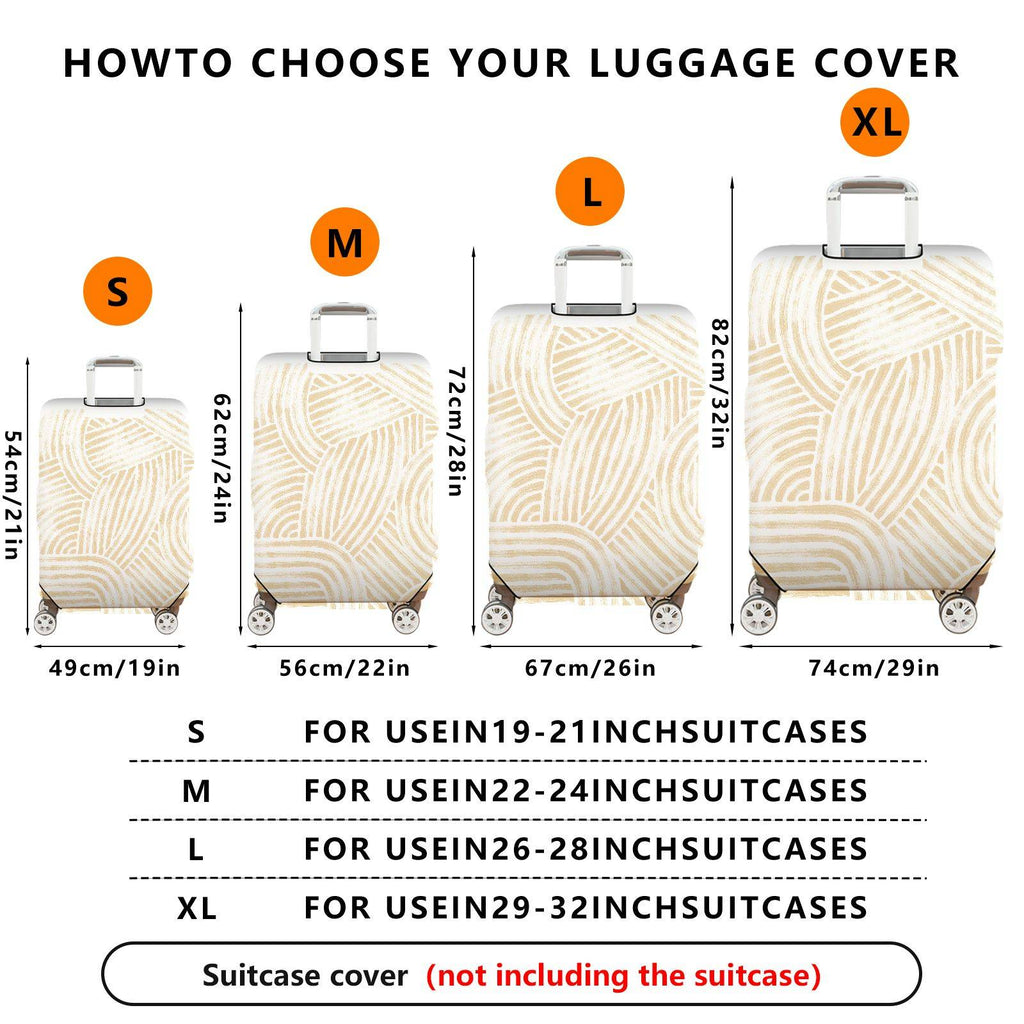 1-Piece Abstract Stripe Beige Pattern Simple Elegant Minimalist Stylish  Suitcase Luggage Cover, Stretch Protective Sleeve