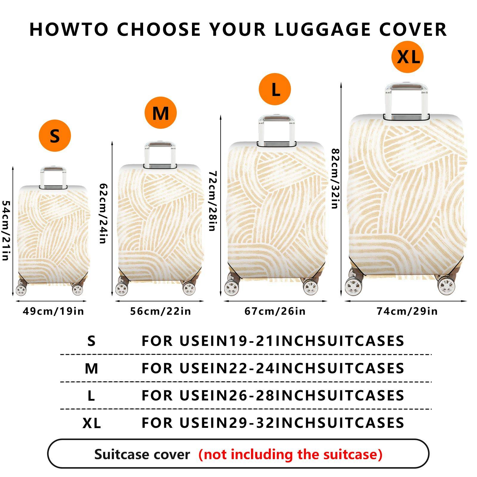 1-Piece Abstract Stripe Beige Pattern Simple Elegant Minimalist Stylish  Suitcase Luggage Cover, Stretch Protective Sleeve