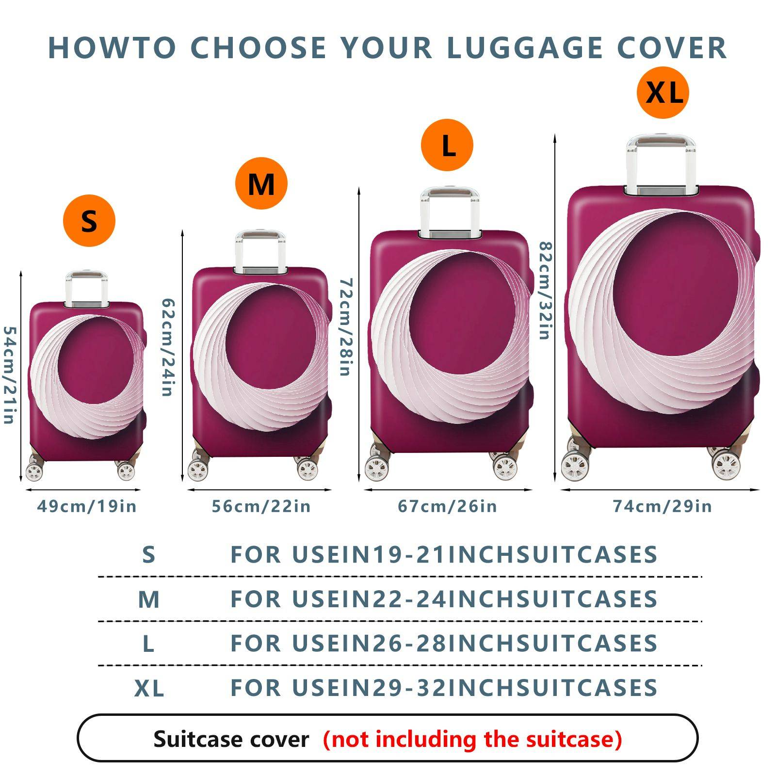 1-Piece Modern Geometric Elegant Stylish Unique Burgundy  Suitcase Luggage Cover, Stretch Protective Sleeve