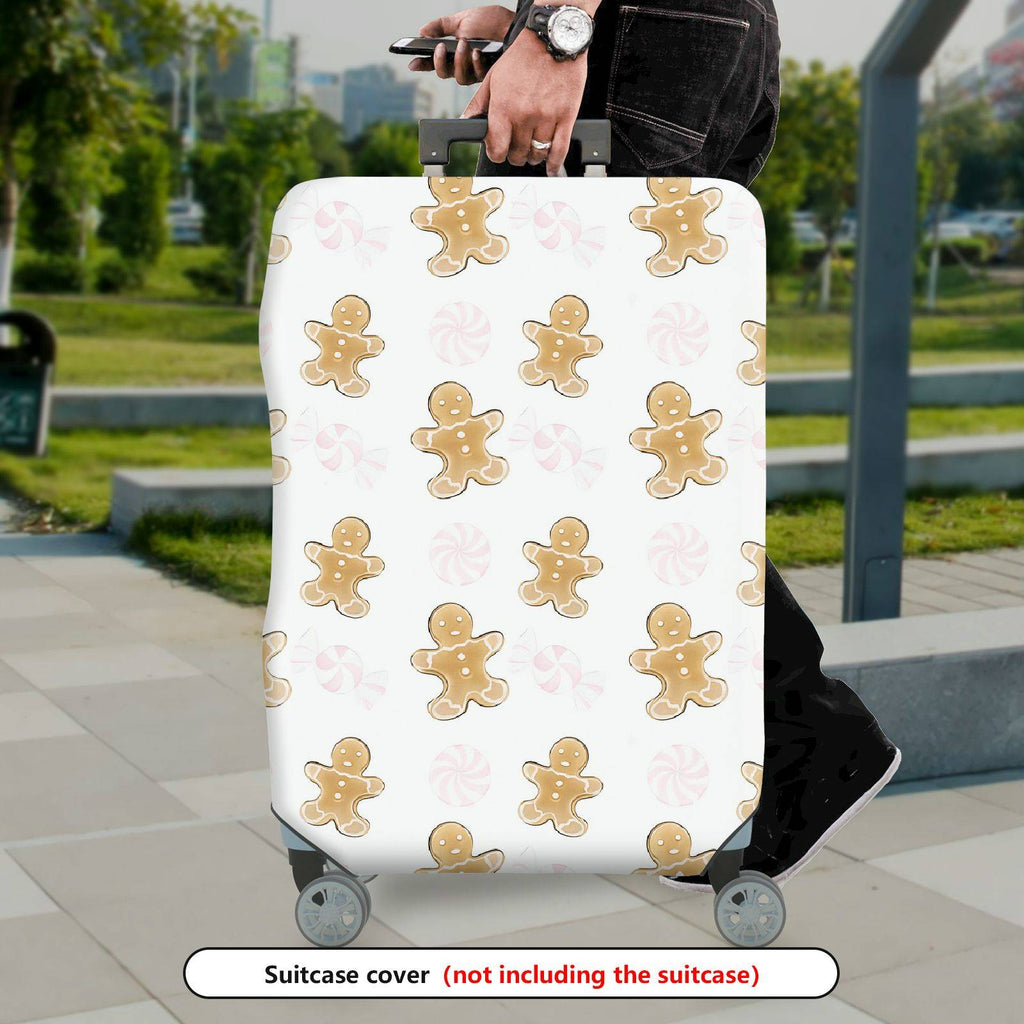 1-Piece Gingerbread Candy Christmas Holiday Festive  Suitcase Luggage Cover, Stretch Protective Sleeve