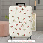 1-Piece Floral Red Berry Green Leaf Holiday Decorative  Suitcase Luggage Cover, Stretch Protective Sleeve