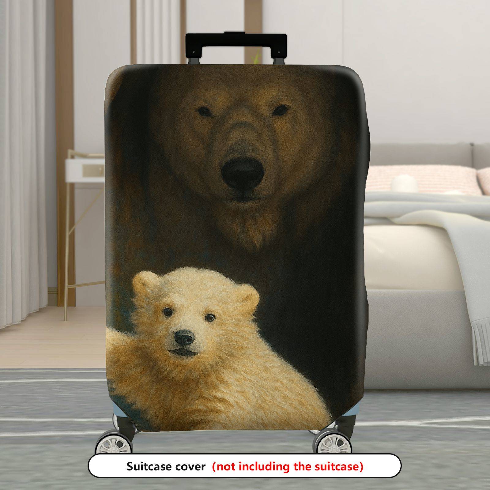1-Piece Cute Polar Bear Animal Art Cave Painting Travel  Suitcase Luggage Cover, Stretch Protective Sleeve