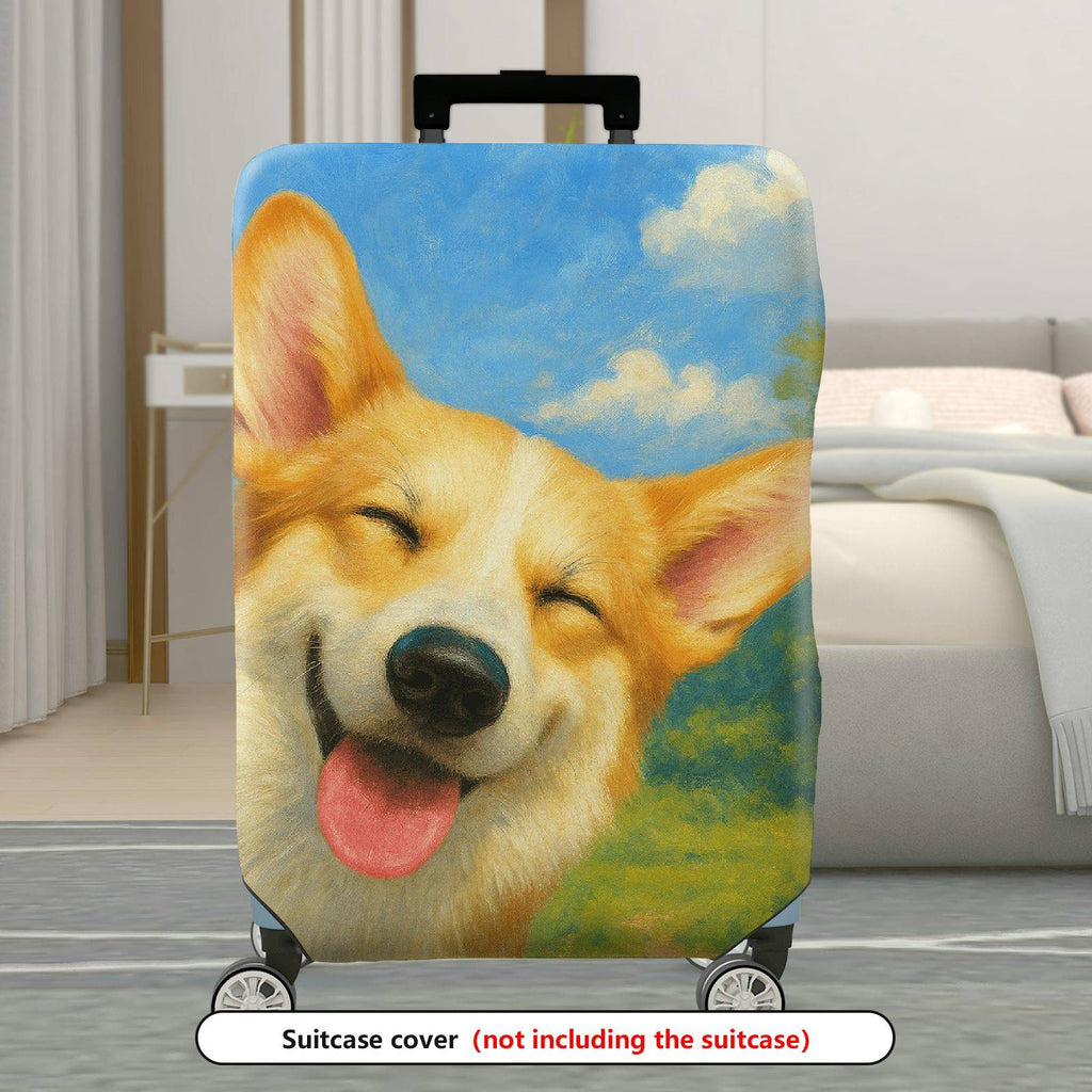 1-Piece Dog Painting Art Cute Smiling Nature Colorful  Suitcase Luggage Cover, Stretch Protective Sleeve