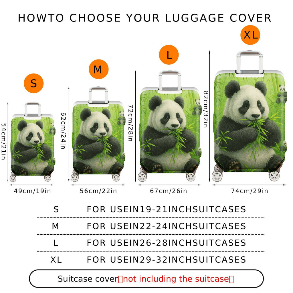 1-Piece Panda Bamboo Green Forest Cute Playful Lively  Suitcase Luggage Cover, Stretch Protective Sleeve