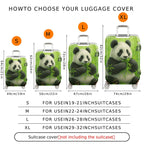 1-Piece Panda Bamboo Green Forest Cute Playful Lively  Suitcase Luggage Cover, Stretch Protective Sleeve