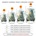 1-Piece Mountain Nature Landscape Temple Birds Sunlight  Suitcase Luggage Cover, Stretch Protective Sleeve