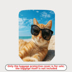 1-Piece Beach Cat Summer Ocean Relaxation Cute  Suitcase Luggage Cover, Stretch Protective Sleeve