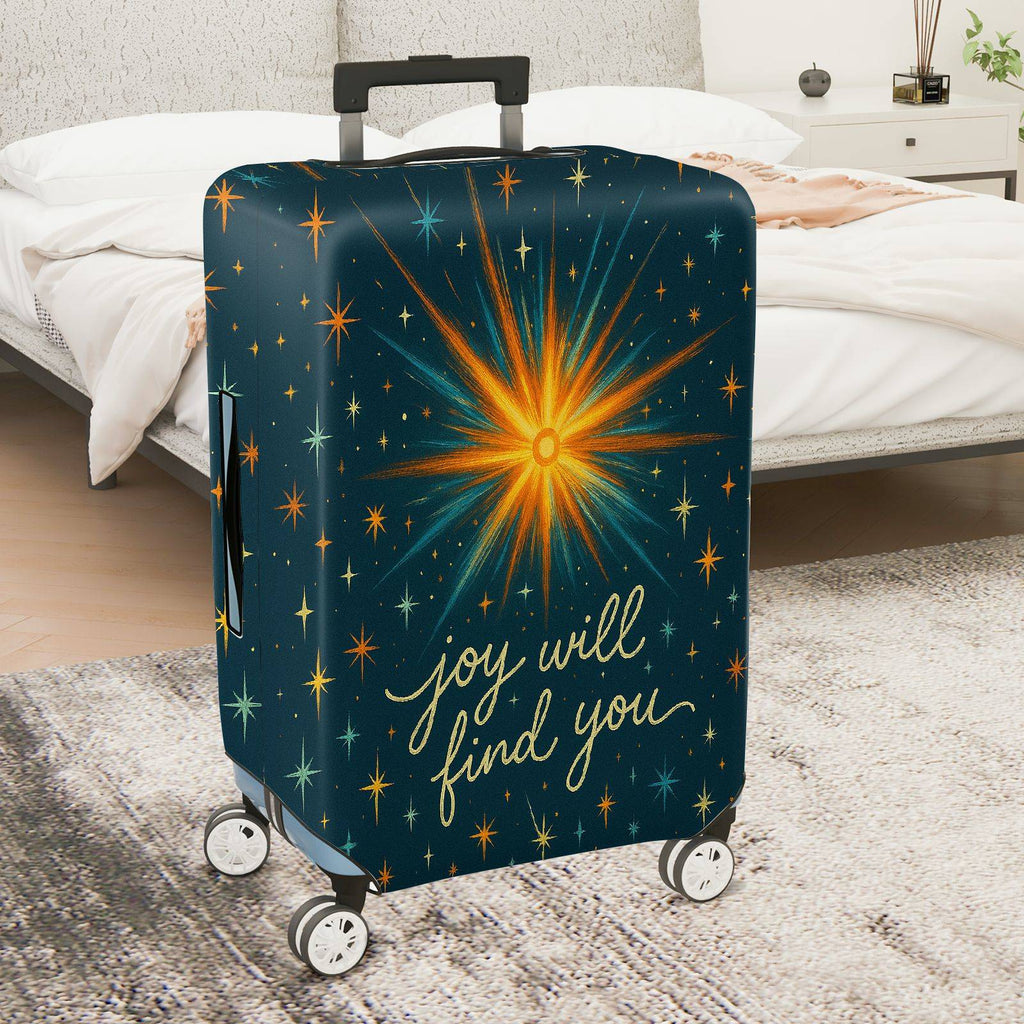 1-Piece Joyful Starburst Inspirational Cosmic Positive Quote Galaxy  Suitcase Luggage Cover, Stretch Protective Sleeve
