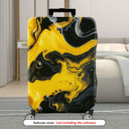 1-Piece Abstract Swirl Yellow Black Marble Art  Suitcase Luggage Cover, Stretch Protective Sleeve