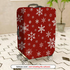 1-Piece Red White Snowflake Christmas Holiday Winter Pattern  Suitcase Luggage Cover, Stretch Protective Sleeve