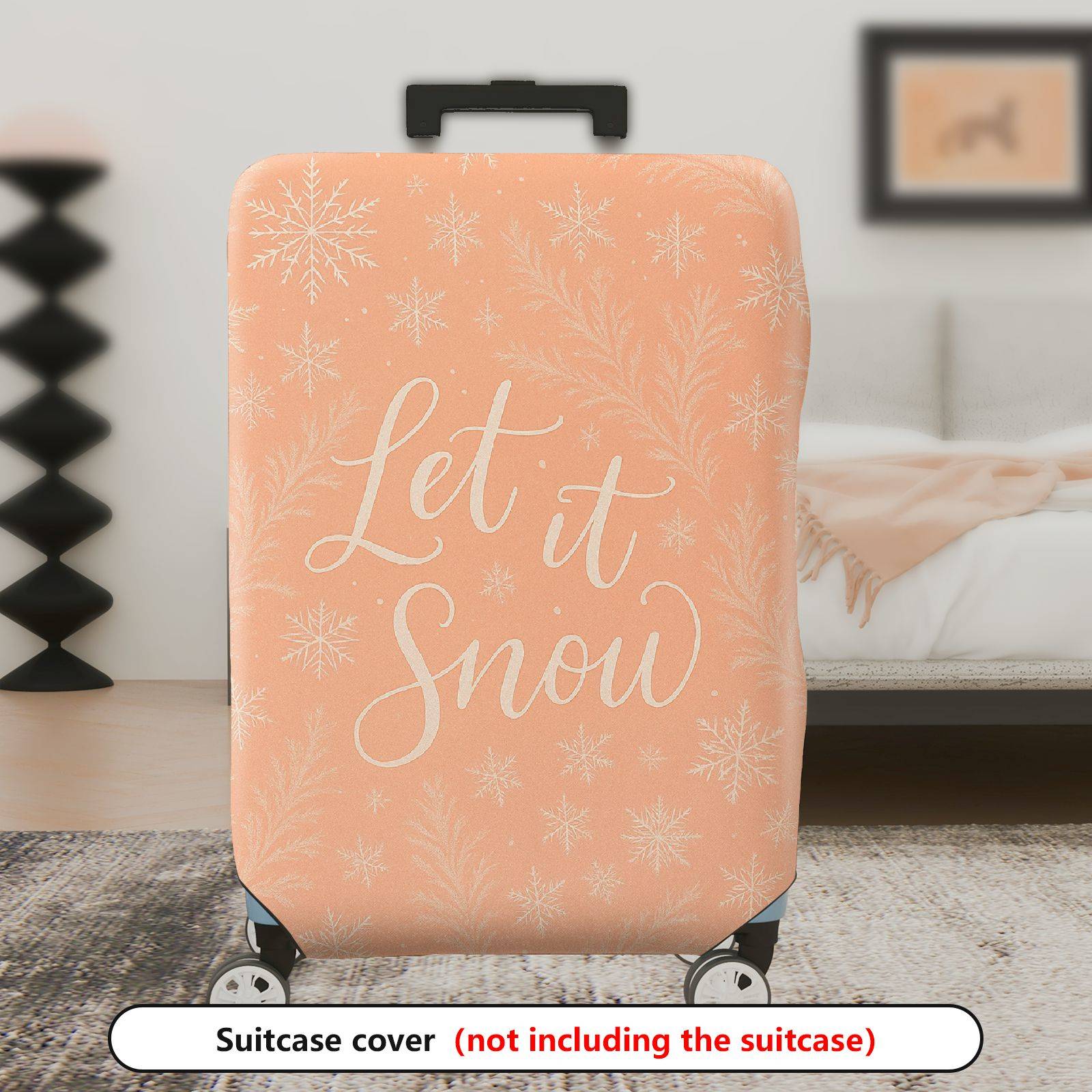 1-Piece Snowflake Winter Holiday Christmas Festive Snow  Suitcase Luggage Cover, Stretch Protective Sleeve
