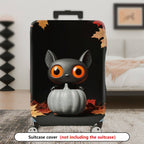 1-Piece Cute Cat Halloween Autumn Leaves Pumpkin  Suitcase Luggage Cover, Stretch Protective Sleeve