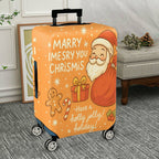 1-Piece Christmas Santa Claus Gingerbread Gift Joyful Holiday  Suitcase Luggage Cover, Stretch Protective Sleeve