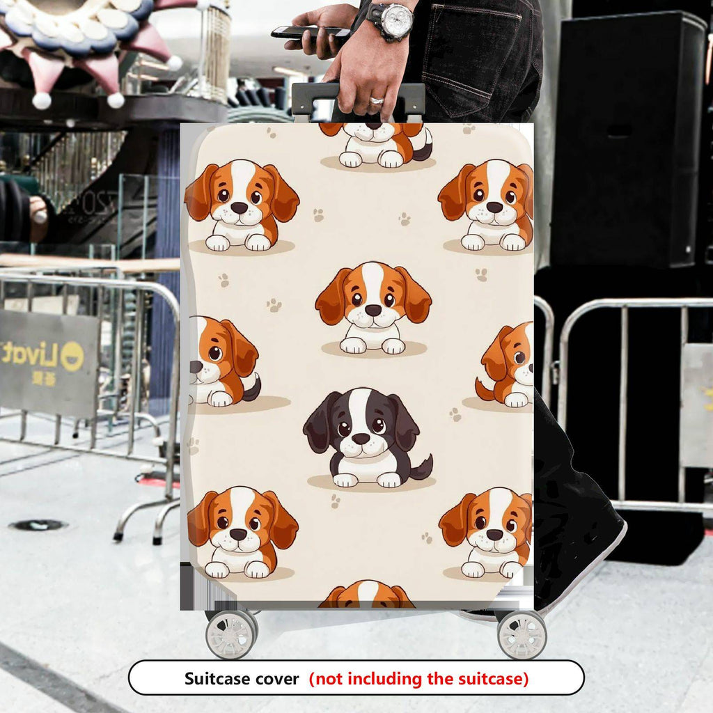 1-Piece Cute Puppy Dog Paw  Animal Beige  Suitcase Luggage Cover, Stretch Protective Sleeve