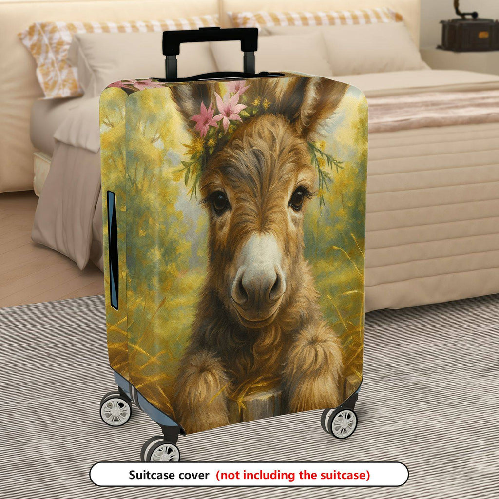 1-Piece Animal Floral Rustic Pastoral Donkey  Suitcase Luggage Cover, Stretch Protective Sleeve