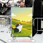 1-Piece Cute Cat Green Landscape  Animal  Suitcase Luggage Cover, Stretch Protective Sleeve