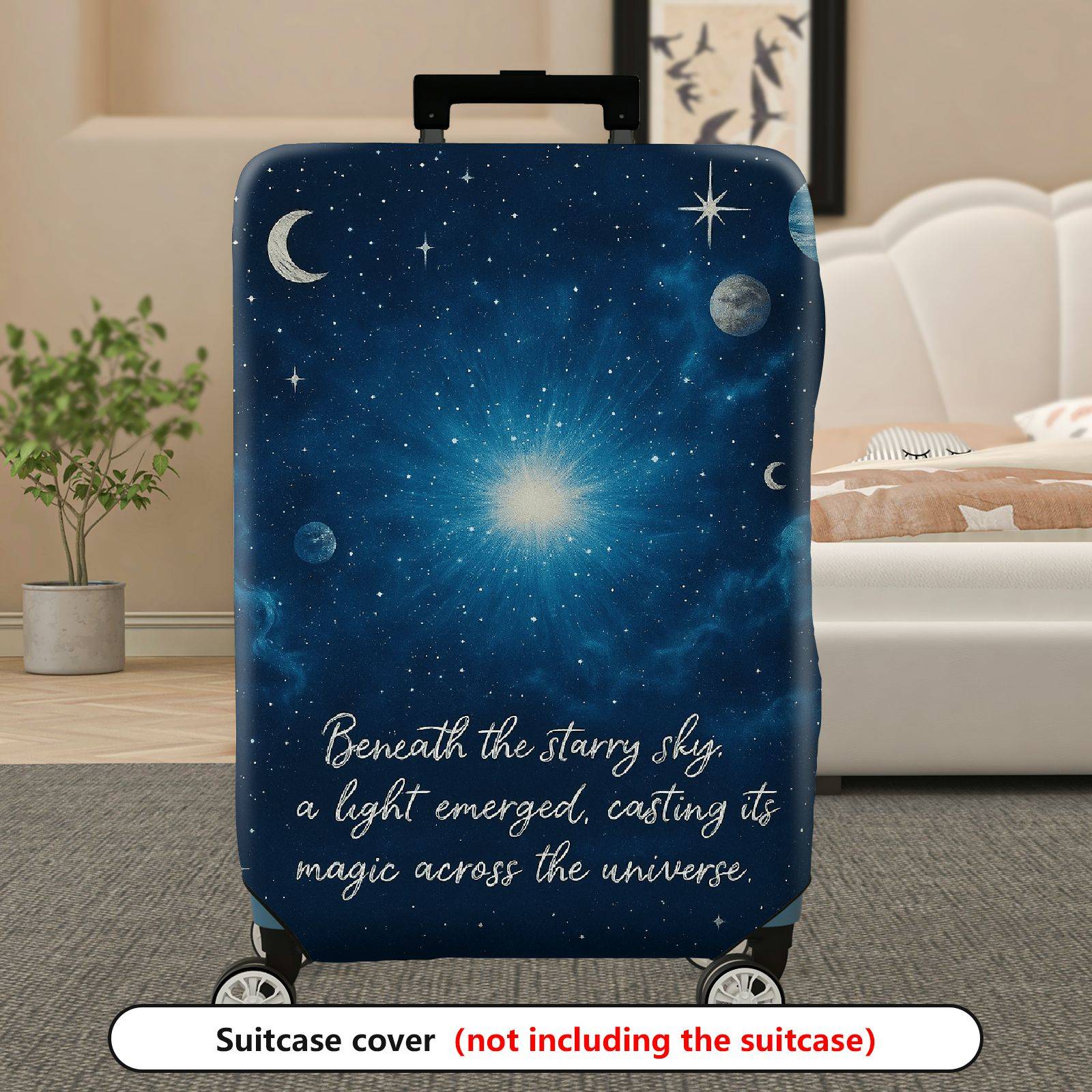1-Piece Starry Night Cosmic Universe Galaxy Celestial Moon  Suitcase Luggage Cover, Stretch Protective Sleeve