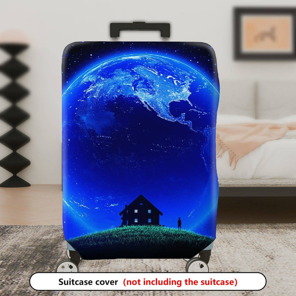 1-Piece Blue Earth Universe Space Night Landscape  Suitcase Luggage Cover, Stretch Protective Sleeve