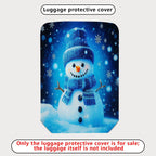 1-Piece Snowman Winter Blue Christmas Holiday Festive  Suitcase Luggage Cover, Stretch Protective Sleeve