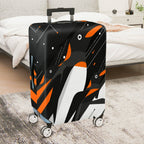 1-Piece Penguin Black White Orange Geometric Modern Travel  Suitcase Luggage Cover, Stretch Protective Sleeve