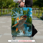 1-Piece Nature Fish Water Splash Artistic Playful Fresh  Suitcase Luggage Cover, Stretch Protective Sleeve
